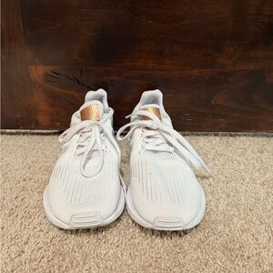 adidas Kids White Sneakers with Gold Detail